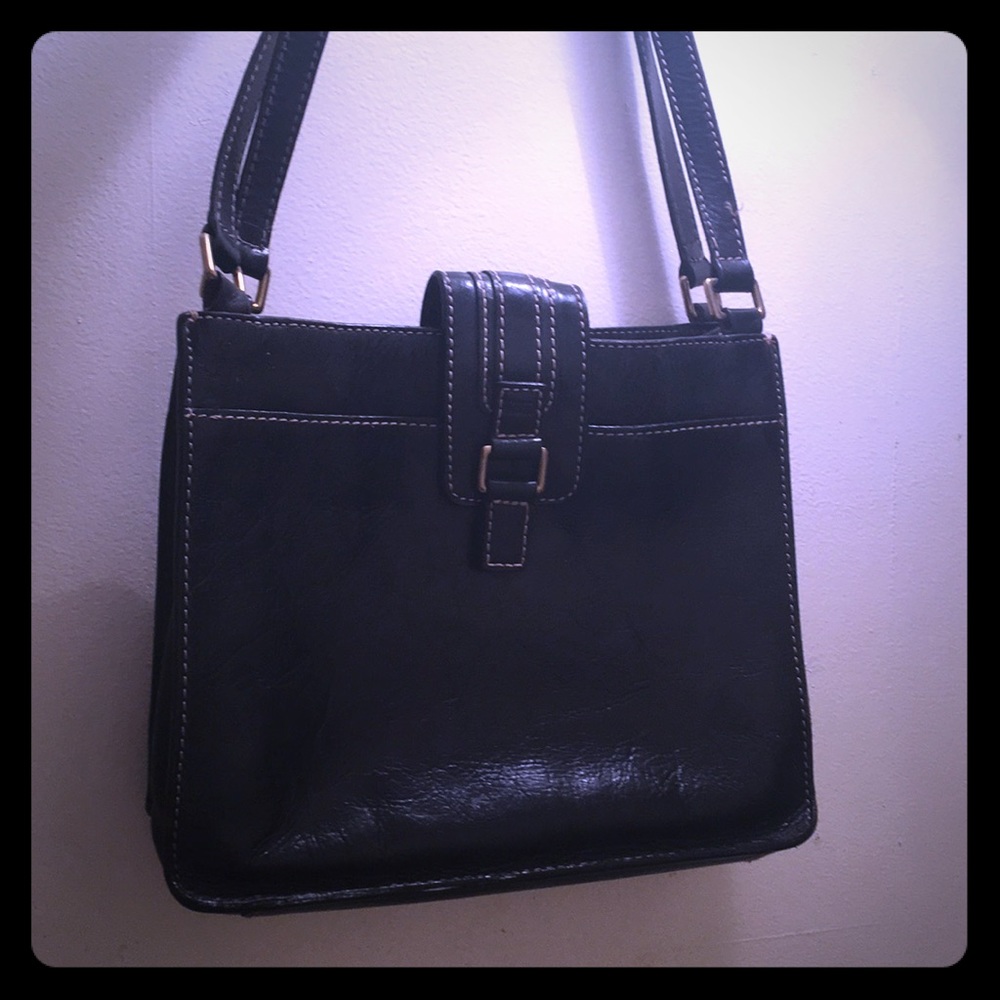 Fossil black leather handbag